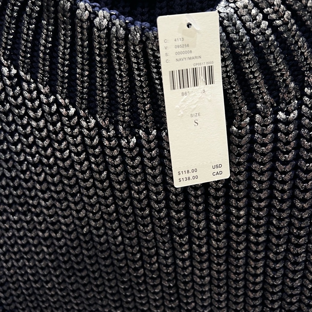 Anthropology NWT Navy and Silver Knit Sweater
